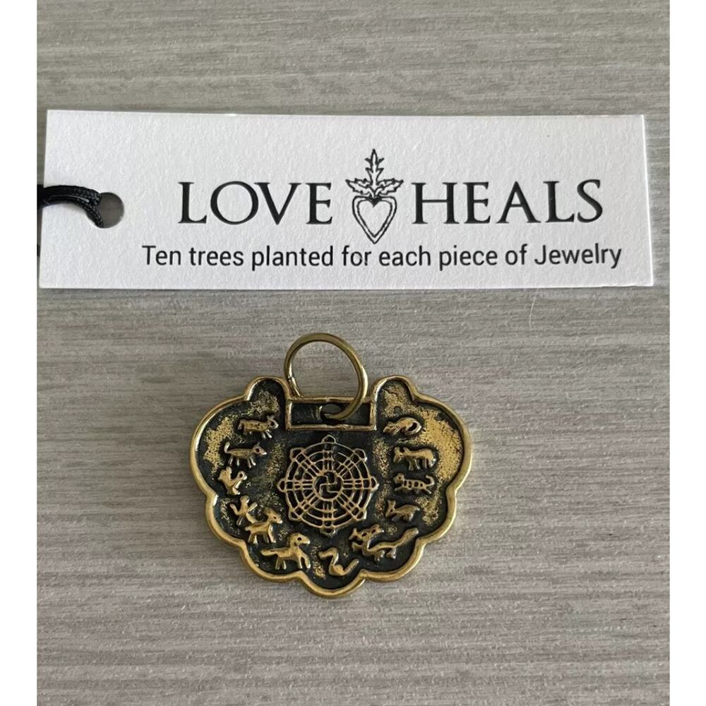 Love Heals Yellow Bronze Zodiac Charm Ojai CA LH41